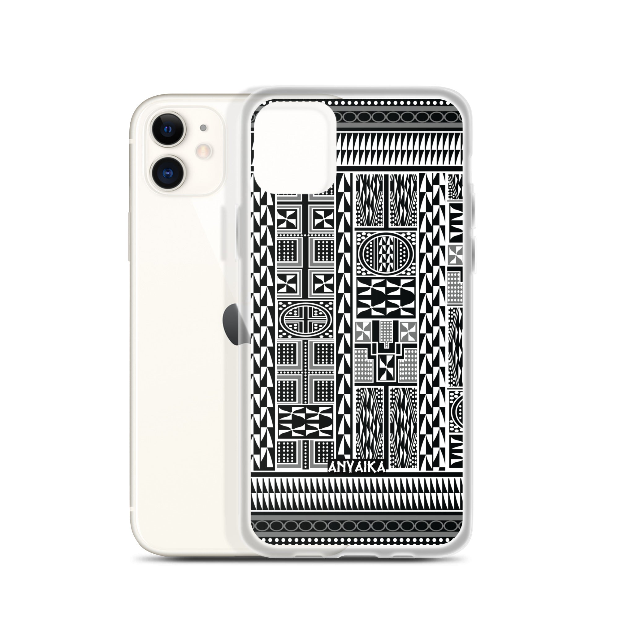 Tribal Tapestry Black Gray Mix Clear Case for iPhone®