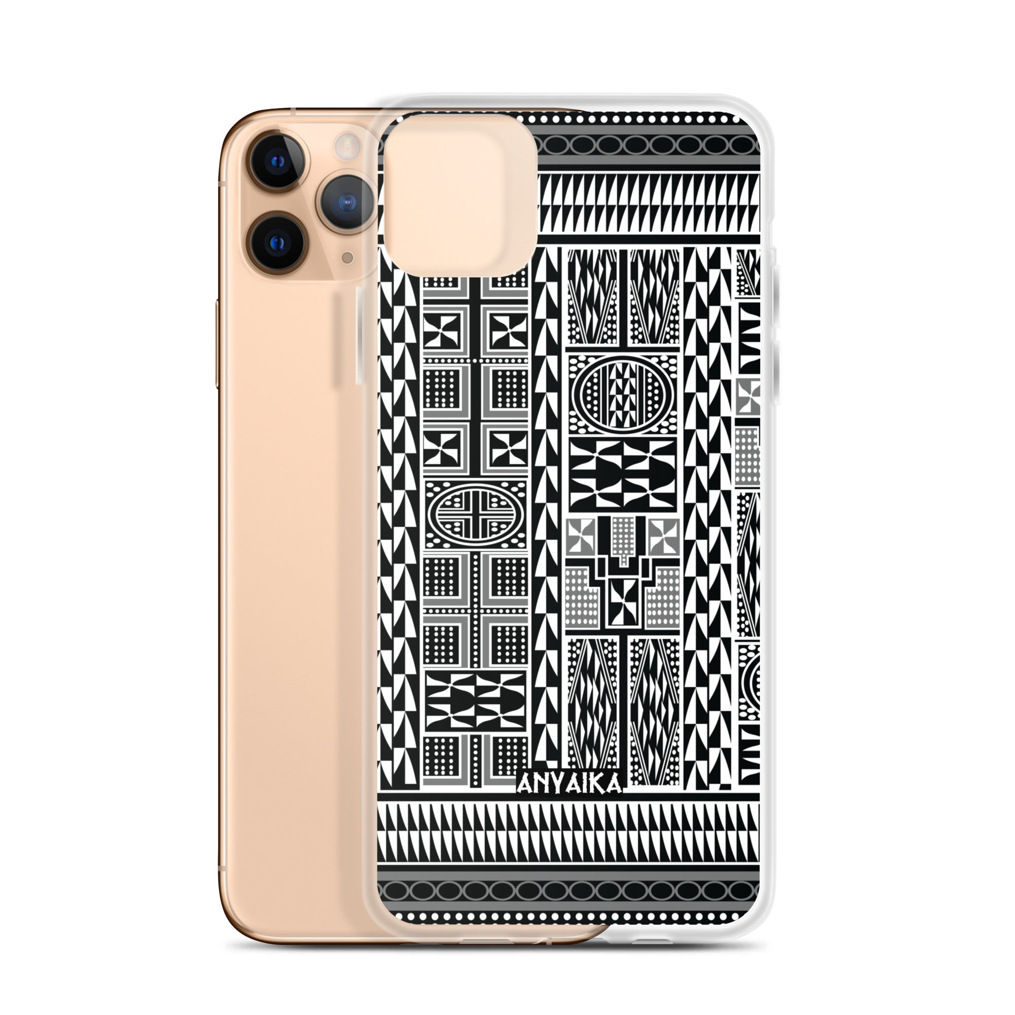 Tribal Tapestry Black Gray Mix Clear Case for iPhone®