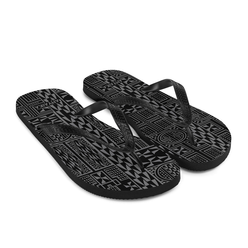 Black Mamba Gray Flip-Flops